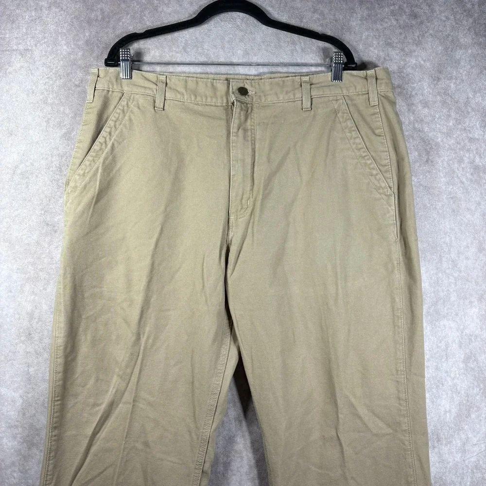 Carhartt Canvas Khaki Relaxed Fit Pants Mens Size 40X32 Beige Workwear Carpenter